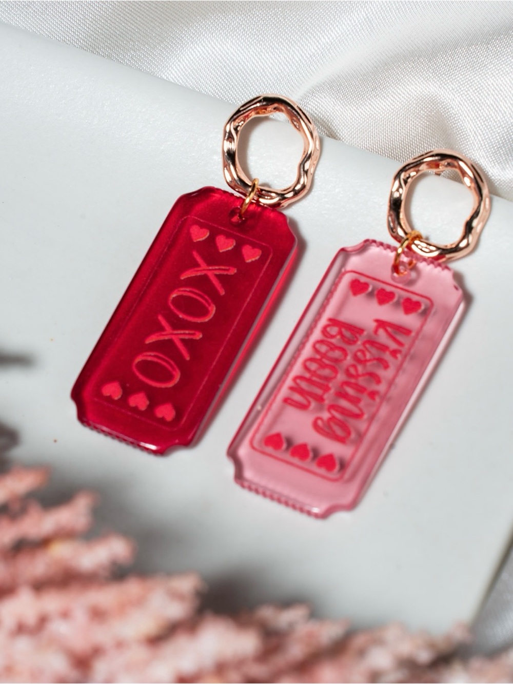 XOXO & Kissing Booth Pink and Red Dangle Earrings